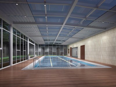 现代健身游泳区3D模型下载